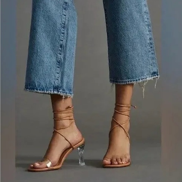 Larroude Gloria Wrap Sandal in Caramel Leather. New with Box - Picture 1 of 6